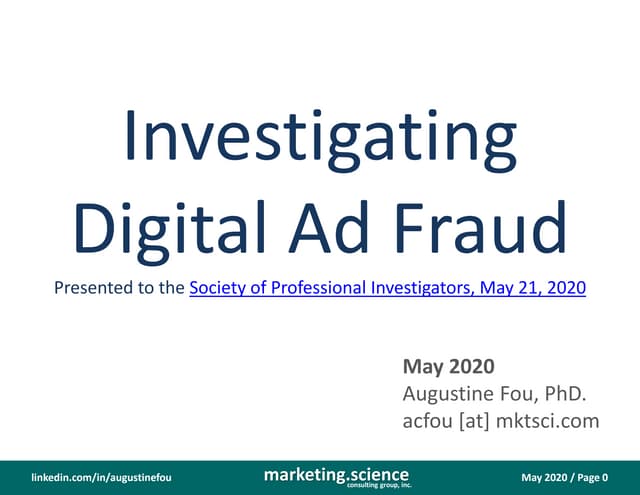 Investigating digital ad fraud   spi virtual meeting