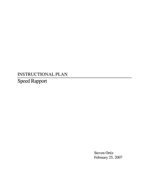 Instructional Plan - Speed Rapport