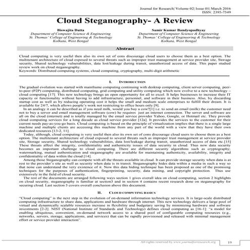 CLOUD STEGANOGRAPHY- A REVIEW