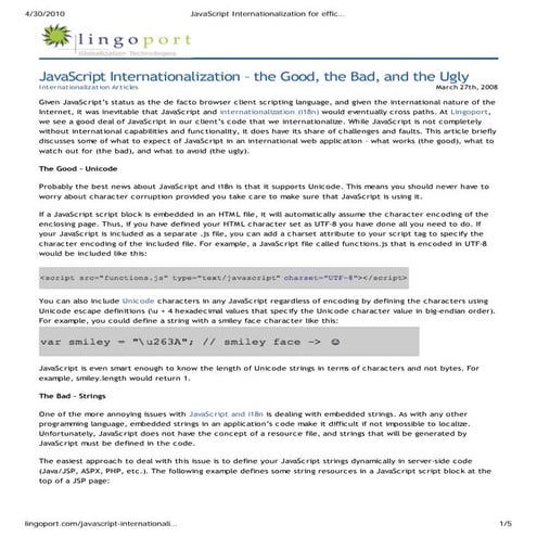 JavaScript Internationalization I18n for Efficient Software Localization