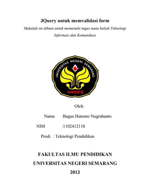 Makalah J query dan penggunaannya sebagai validasi form