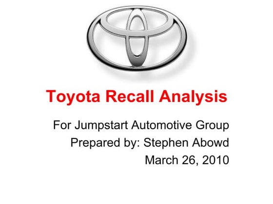 Toyota Recall Analysis