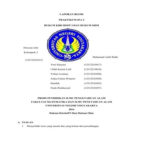 Kelompok 2 hukum i kirchoff dan hukum ohm