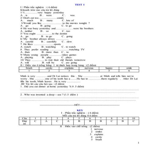 Kiểm tra tiếng anh lớp 7 hkii