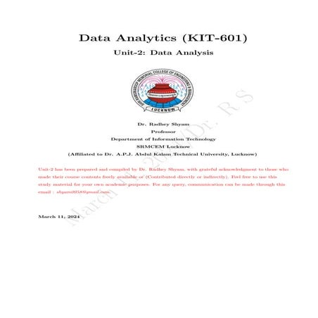 IT-601 Lecture Notes-UNIT-2.pdf Data Analysis