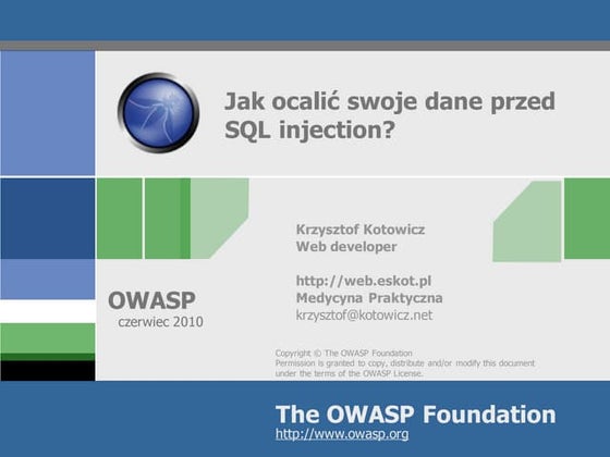 “Jak ocalić swoje dane przed SQL injection?” - Krzysztof Kotowicz na KrakSpot...