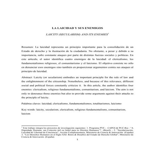 La laicidad y sus Enemigos
