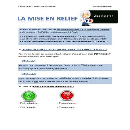 La mise en relief (B1)