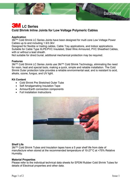 3M Cold Shrink Cable Joints Inline - 3M LC2 Low Voltage LV Cable Joint