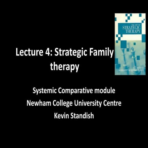 Lecture 4 strategic family therapy