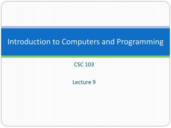 ICP - Lecture 9