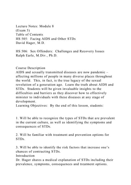 Lecture Notes Module 8(Exam 5)Table of ContentsHS 505  Fac.docx