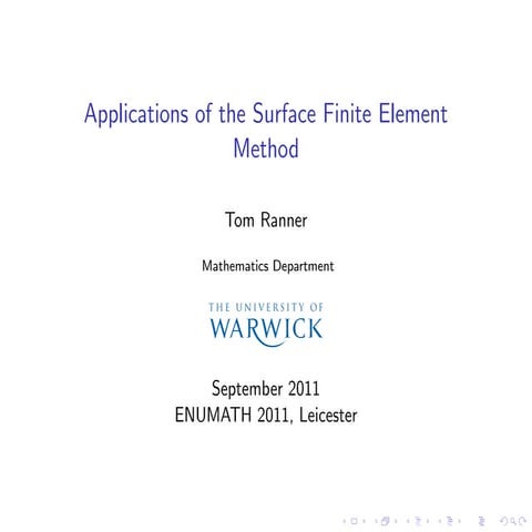 Applications of the surface finite element method
