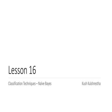 Machine Learning Algorithm - Naive Bayes for Classification