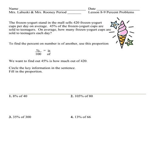 Lesson 8 9 percent problems