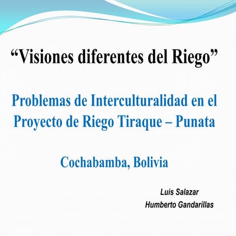 Bolivia. La cooperación entre comunidades de regantes en la Cuenca del Altipl...