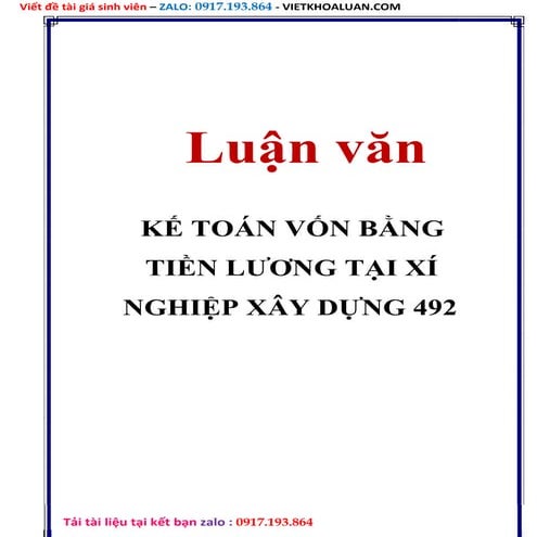 Luận Vănkế Toán Vốn Bằng Tiền Lương Tại Xí Nghiệp Xây Dựng 492.doc