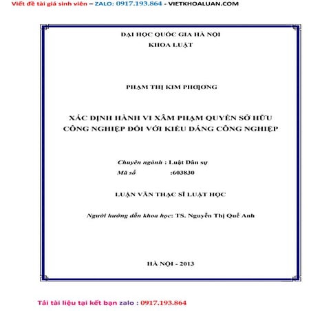 Luận Văn Xác Định Hành Vi Xâm Phạm Quyền Sở Hữu Công Nghiệp Đối Với Kiểu Dáng...