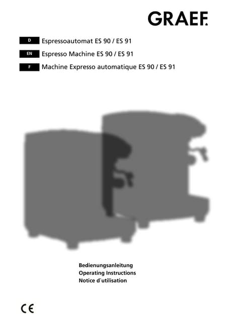 GRAEF EXPRESSO ES 90 ES 91 NOTICE MODE D'EMPLOI