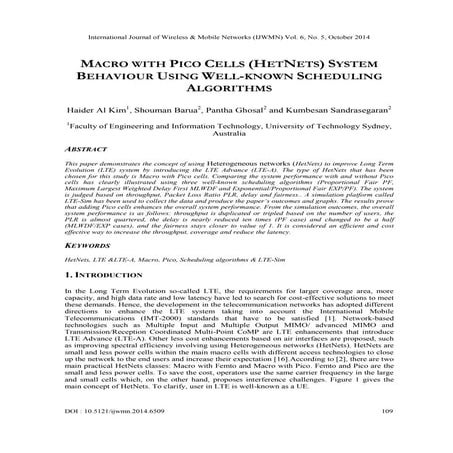 Macro with pico cells (hetnets) system behaviour using well known scheduling ...