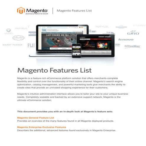Magento feature list