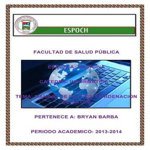 Manejo de filtros y ordenacion de datos