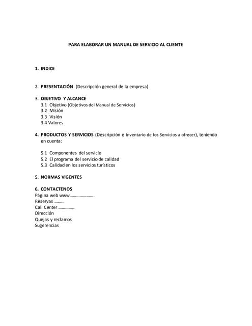 Manual servicio al cliente
