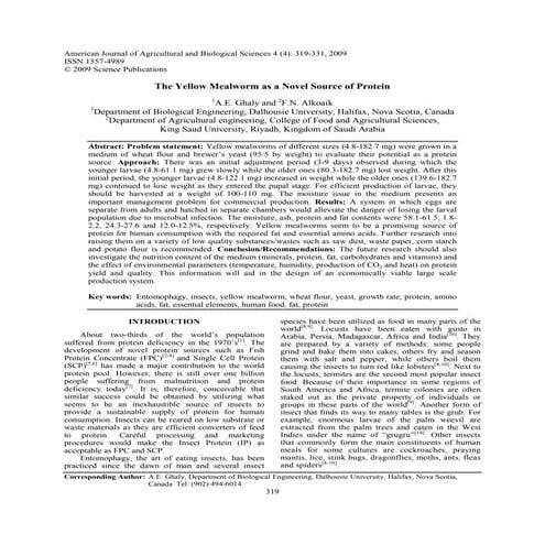 Mealworms study protein content