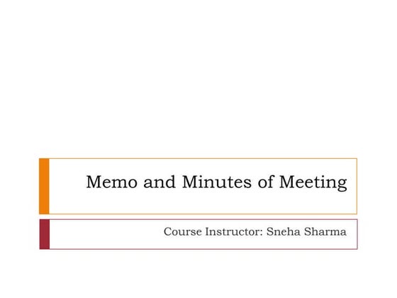 Memo and minutes of meeting