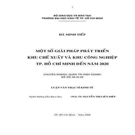 Luận văn: Một số giải phát triển khu chế xuất và khu công nghiệp TP. Hồ Chí Minh