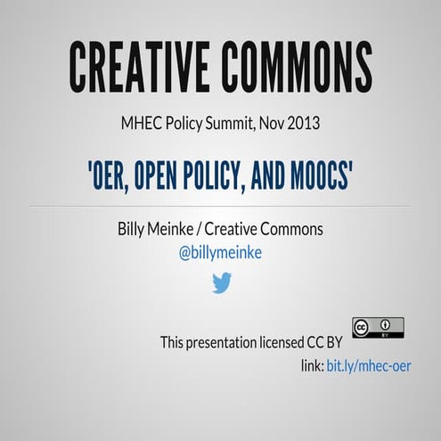 OER, Open Policy, and MOOCs