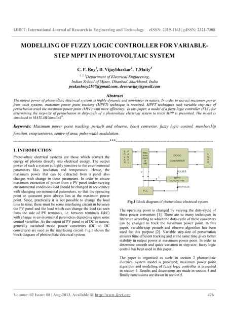 Modelling of fuzzy logic controller for variablestep