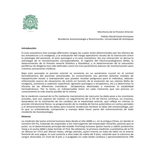 Monitoría de la presión arterial 