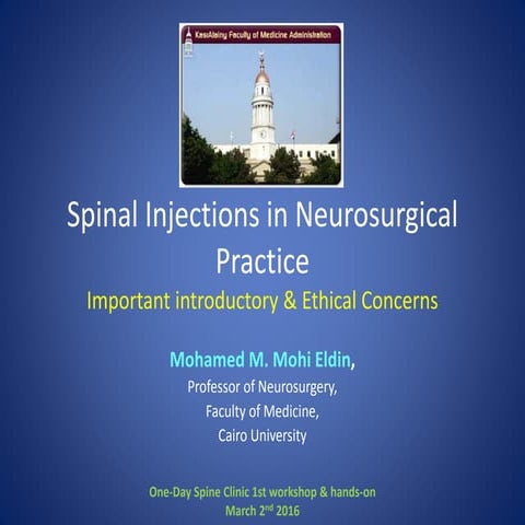 Injections in Spine Practice:  introductory concerns