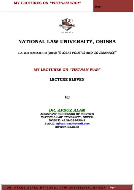 My lectures on vietnam war lecture eleven
