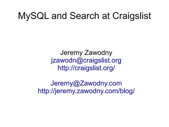 MySQL And Search At Craigslist