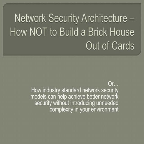 Network Security Architecture 