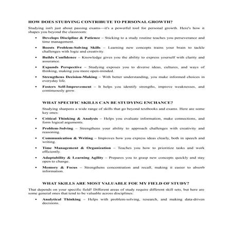 Importance of study in our life and value.