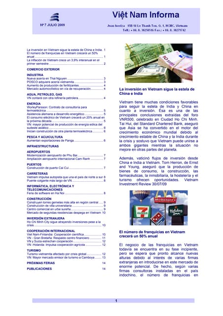 Vietnam Boletín Informativo Julio 2009