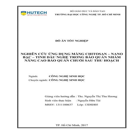 Nghiên cứu ứng dụng màng chitosan nano bạc - tinh dầu nghệ trong bảo quản nhằ...