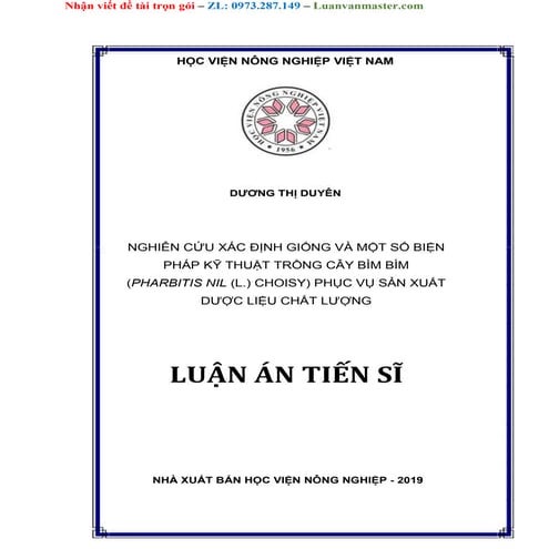 Nghiên cứu xác định giống và một số biện pháp kỹ thuật trồng cây bìm bìm (pha...