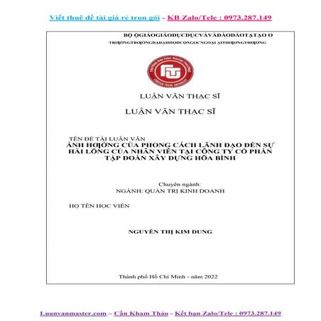 Ảnh Hưởng Của Phong Cách Lãnh Đạo Đến Sự Hài Lòng Của Nhân Viên.doc