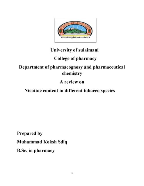 Nicotine content in different tobacco species