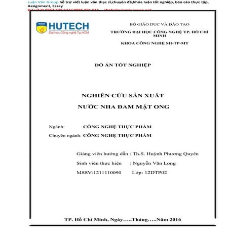 Đồ án tốt nghiệp Nghiên cứu sản xuất nước nha đam mật ong