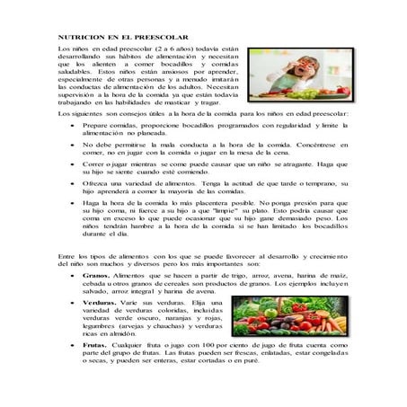 Nutricion en el preescolar
