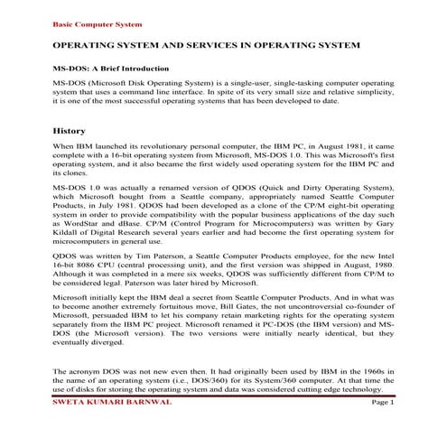 Operating system and services