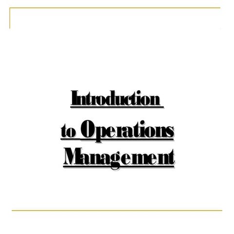 Operation management