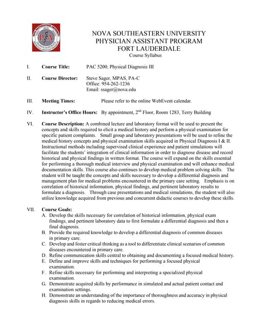PAC 5200 Physical Diagnosis III Syllabus