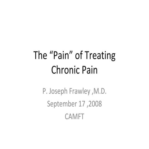 The Pain Of Treating Chronic Pain