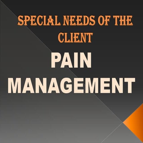Special Needs of the Patient. Pain